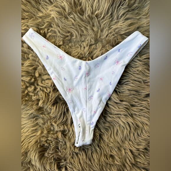 New Djerf Avenue Cheeky Swim Bikini Bottoms in Butterfly Size Small White - Picture 6 of 6